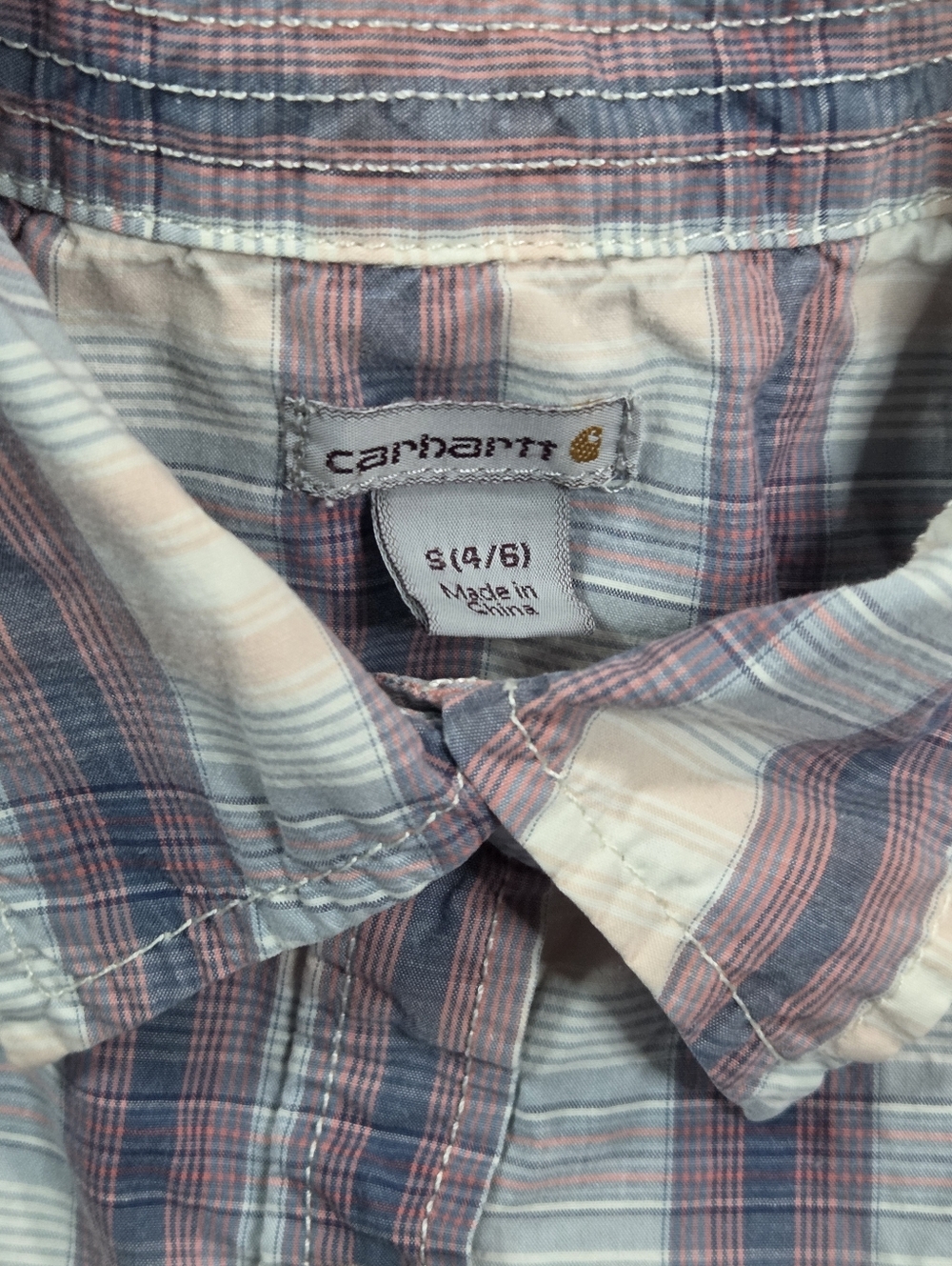Carhartt Girls Plaid Button-Down Shirt in Pink and Blue Size S - Picture 16 of 16